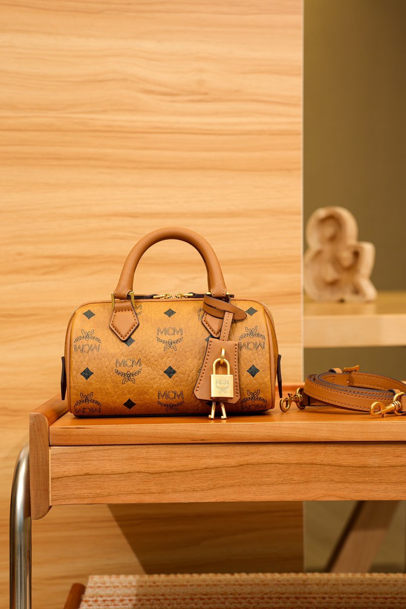 MCM Classic Visetos Series Mini Boston Bags