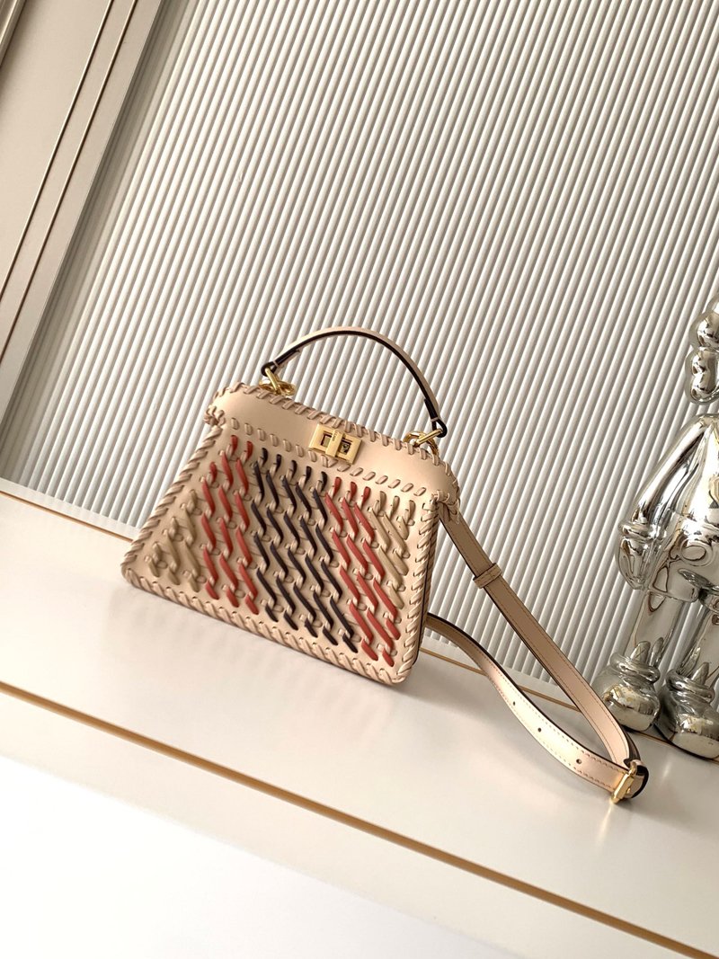 Fashionable multi-color woven leather handbag