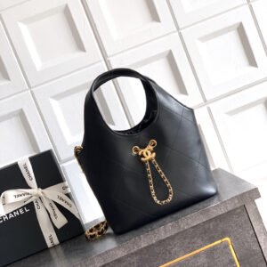 Black OHANEL Chanel 26P Early Spring Signature Style Olive Basket Bag