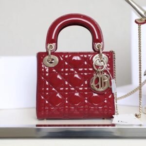 Lady Dior Tan Houndstooth Leatherette Mini Handbag