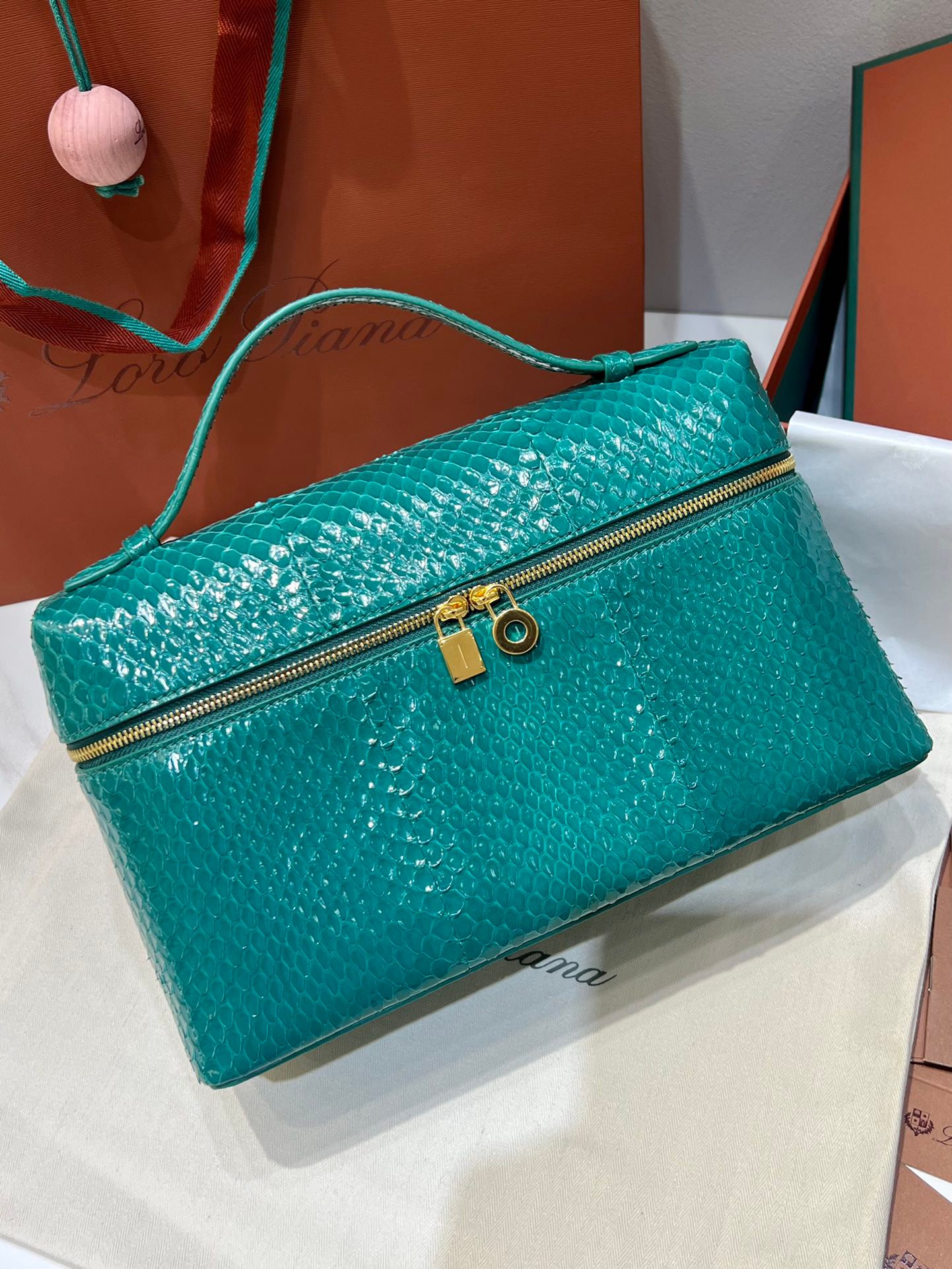 L27 Water Snake Skin Green Gold Studs Series Crossbody Bag - 图片 4