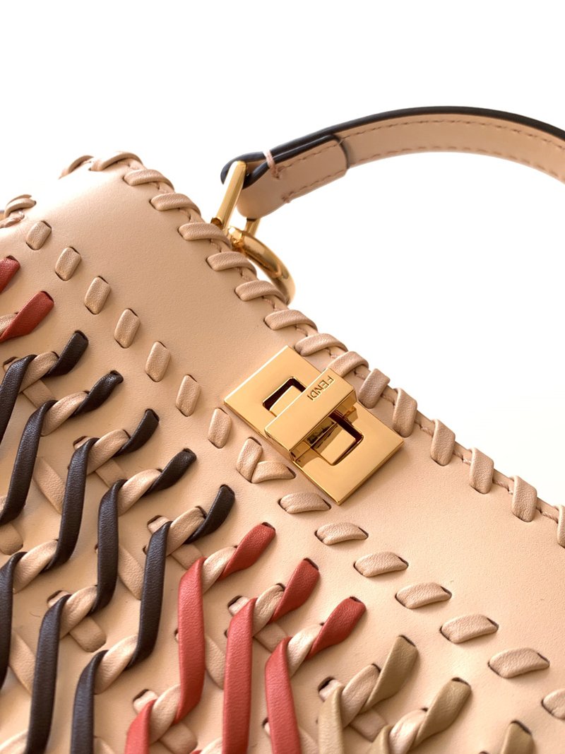 Fashionable multi-color woven leather handbag - 图片 6