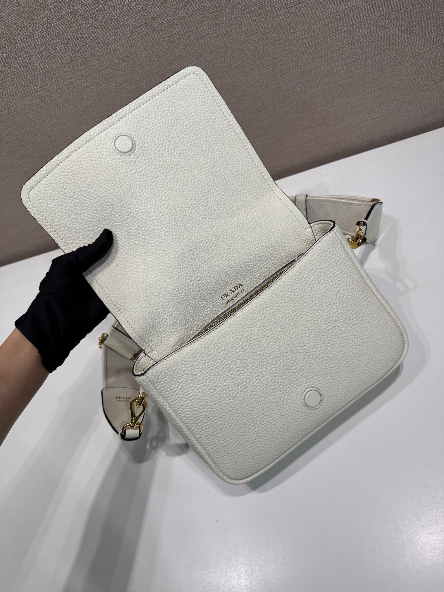 Double shoulder strap imported deer-skin patterned cowhide crossbody bag - 图片 9