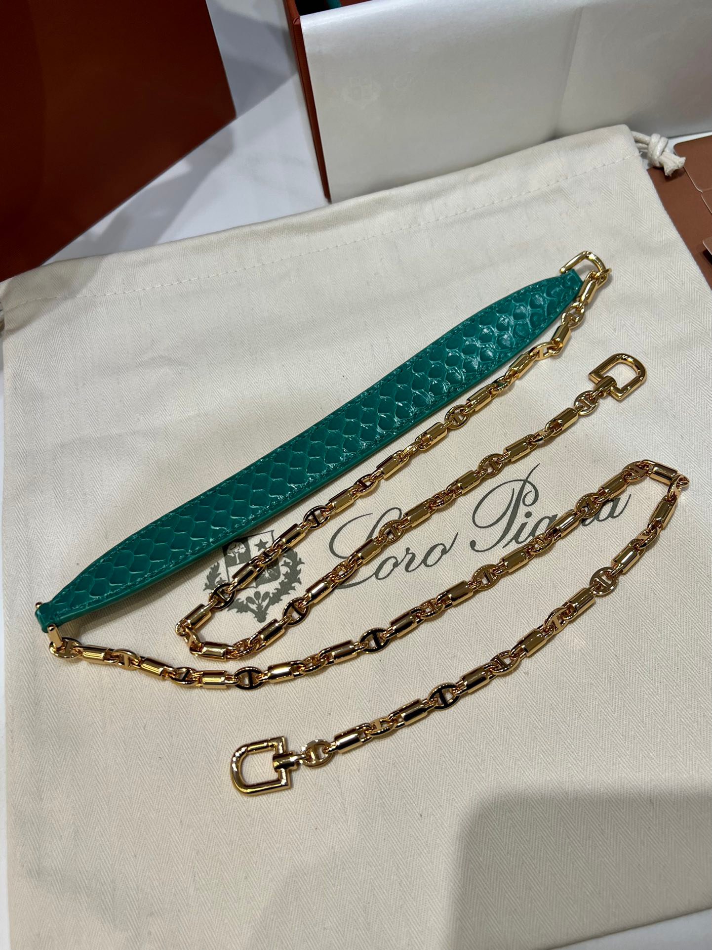 L27 Water Snake Skin Green Gold Studs Series Crossbody Bag - 图片 10