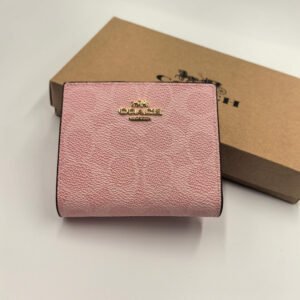 COACH CW789 new fabric half fold purse pink