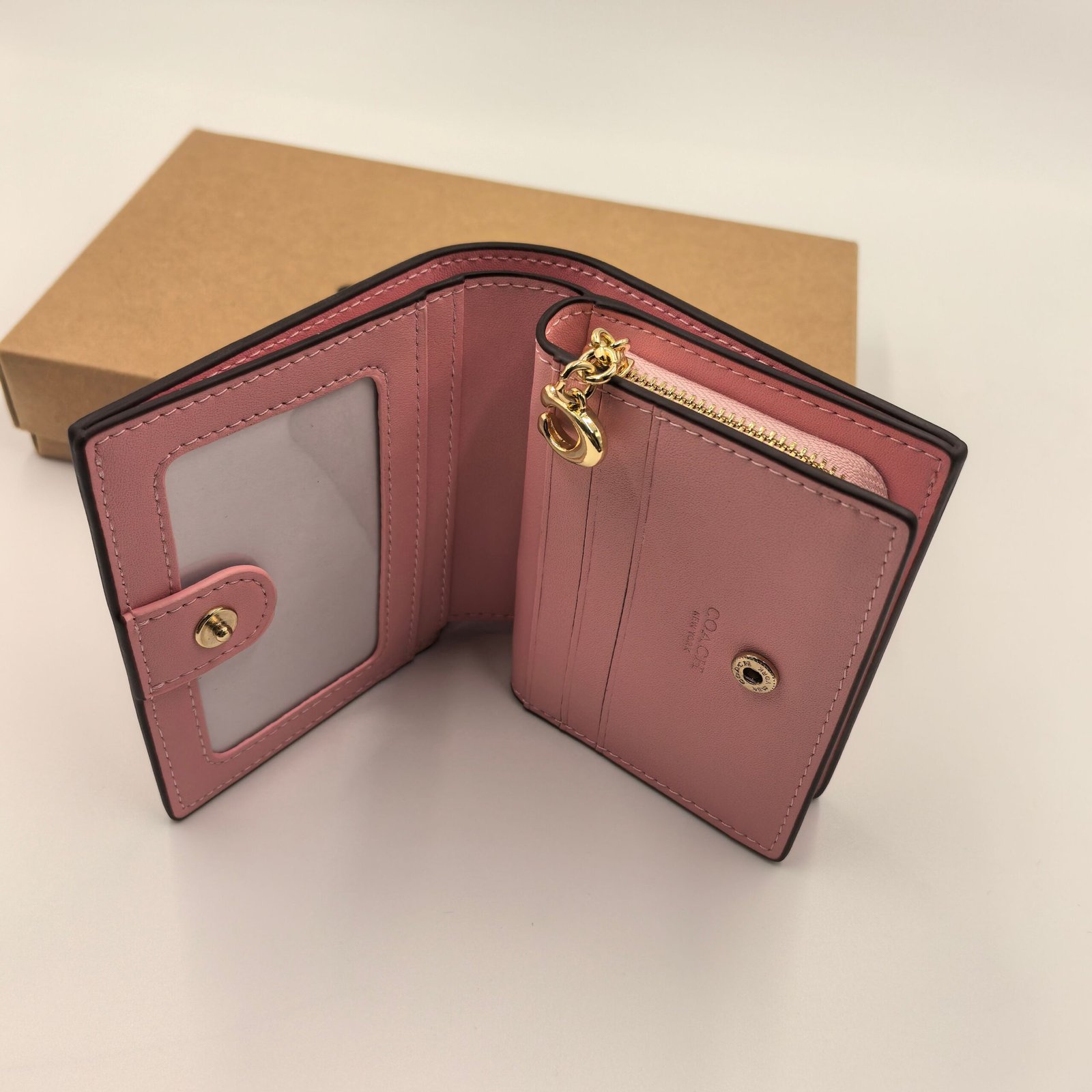 COACH CW789 new fabric half fold purse pink - 图片 4