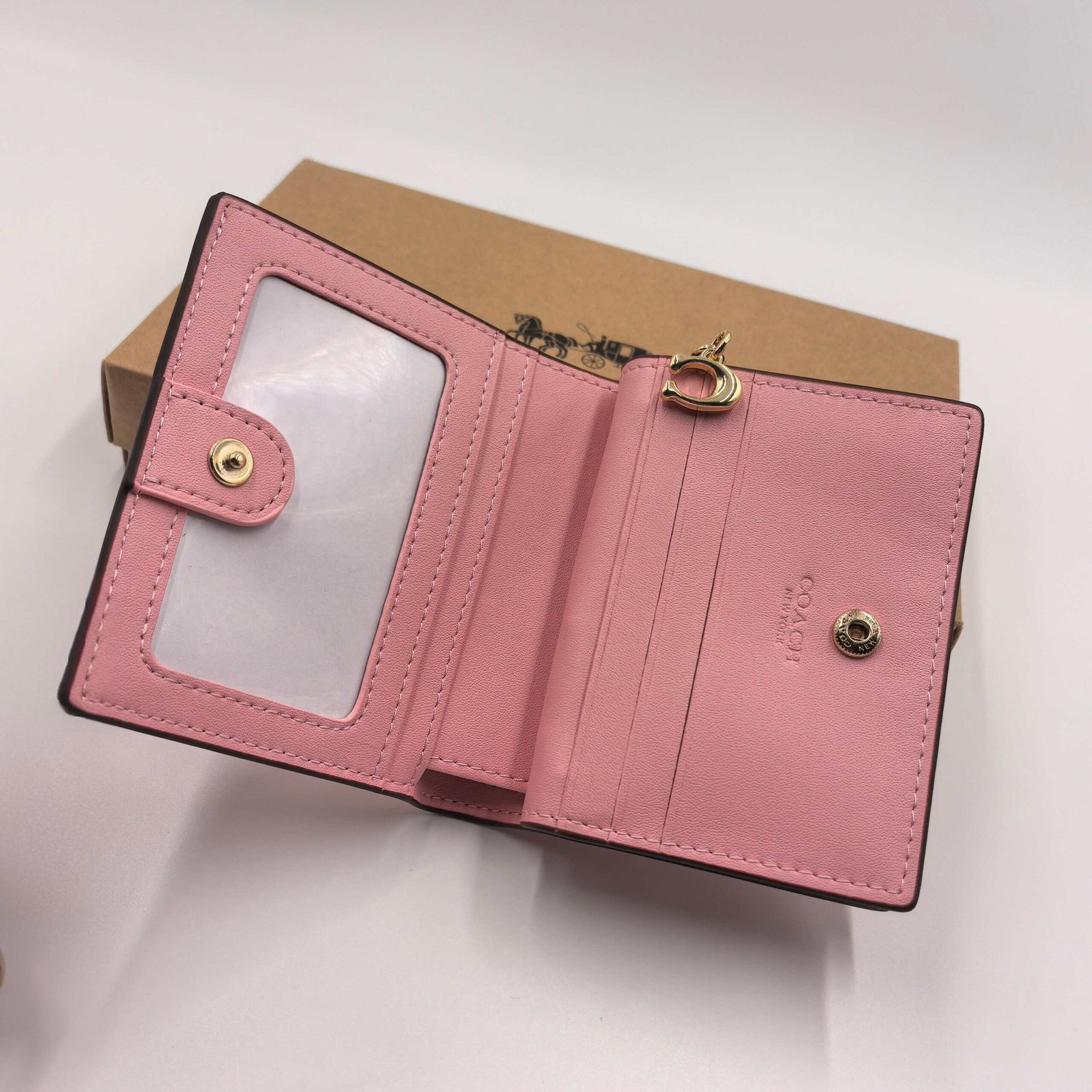 COACH CW789 new fabric half fold purse pink - 图片 5
