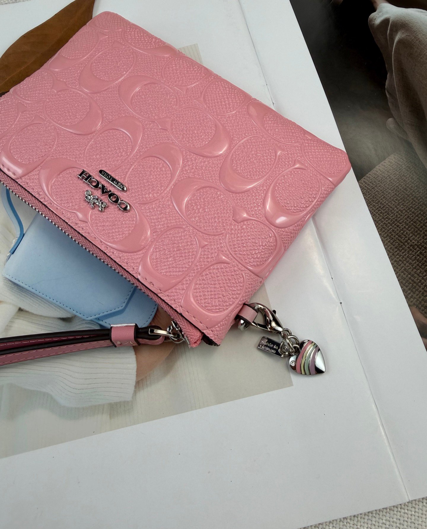 COACH CP483 pink patent embossed change handbag - 图片 7