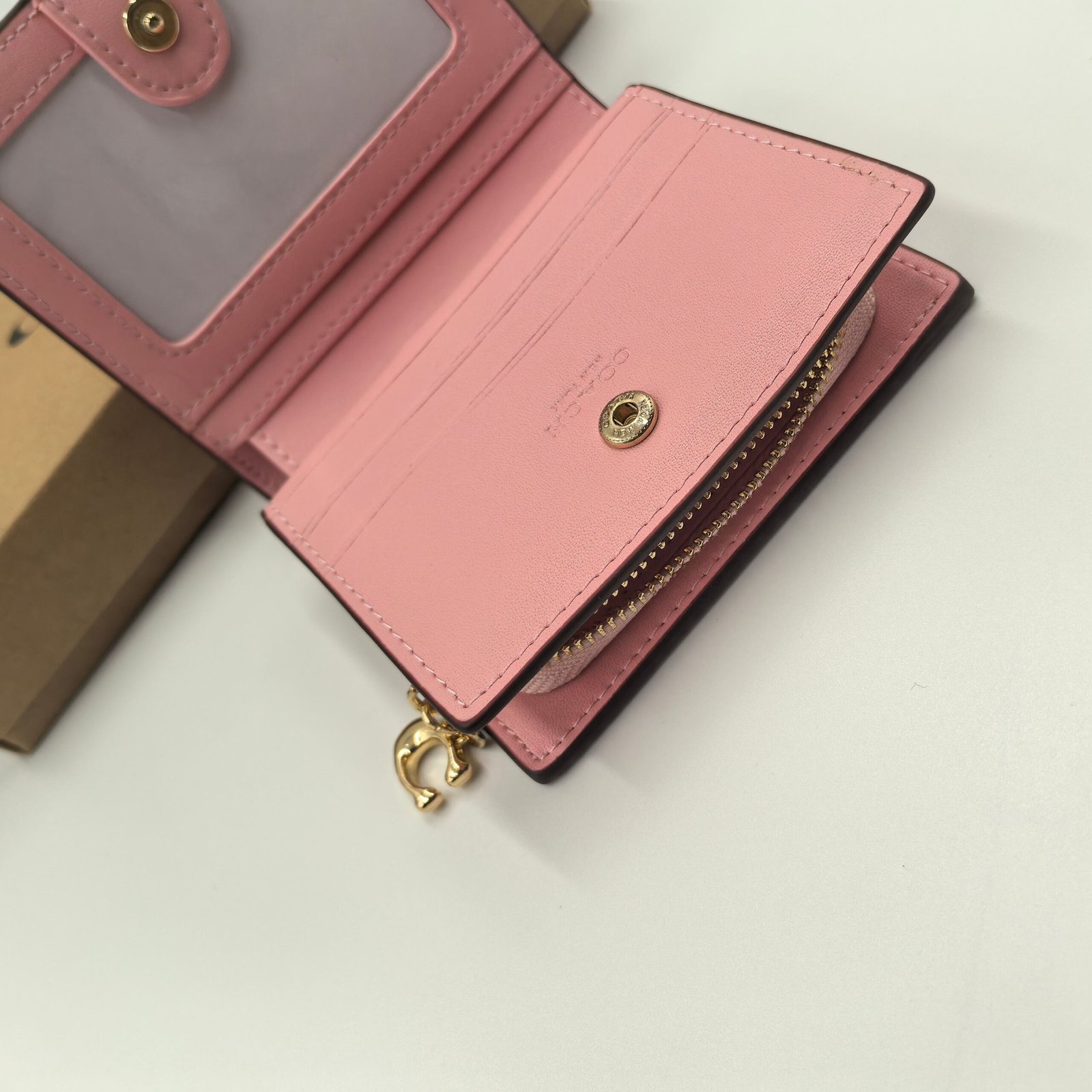 COACH CW789 new fabric half fold purse pink - 图片 8