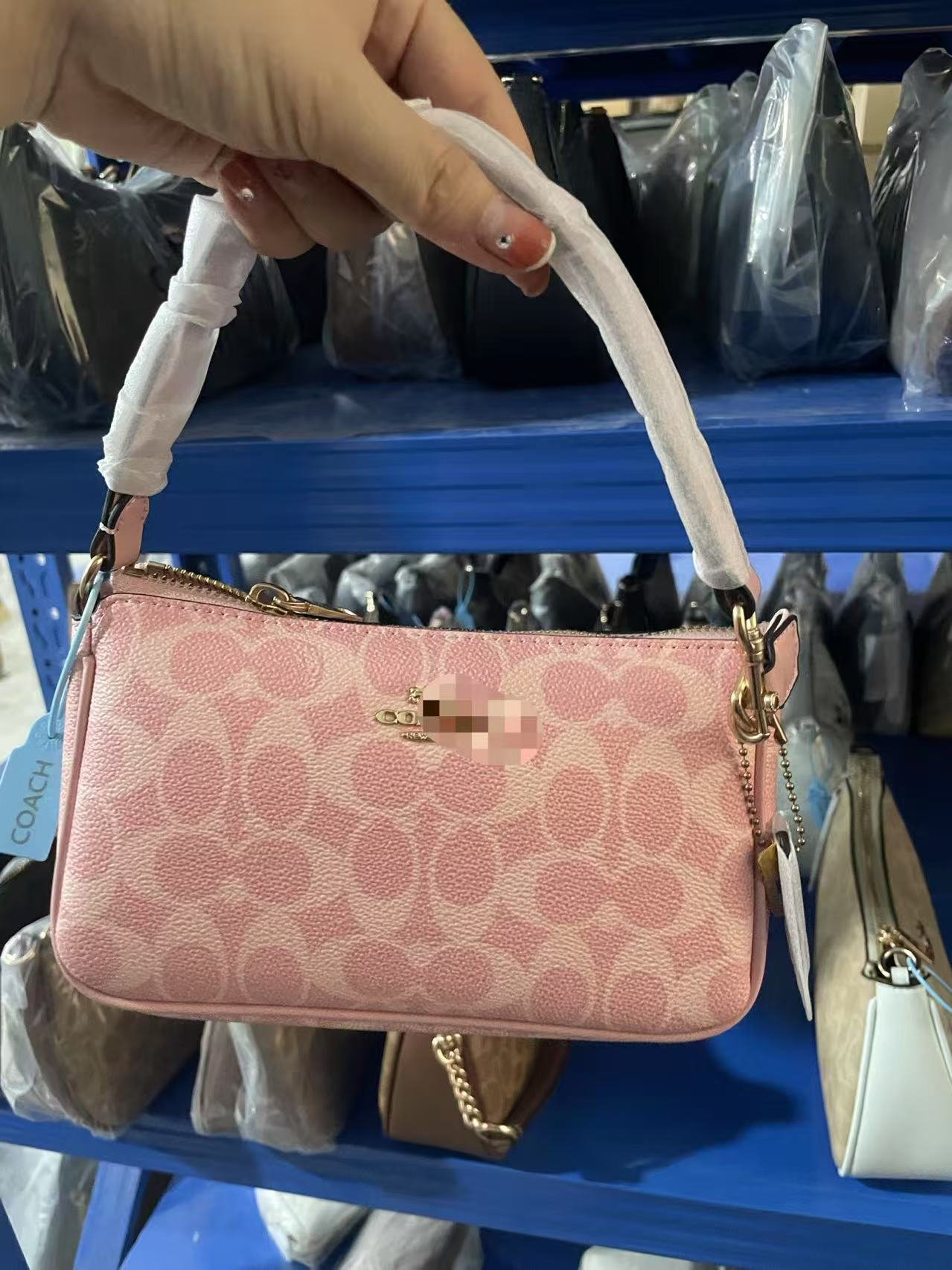 New Nolita 19 genuine leather mahjong bag from C brand, stylish and versatile underarm bag, women's shoulder, hand and crossbody purse - 图片 3