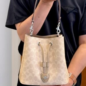 Coco C 25 New ROWAN Fortune Bucket Bag, Vintage Monogram Drawstring Tote Bag, Women's Shoulder, Handheld & Underarm Bag