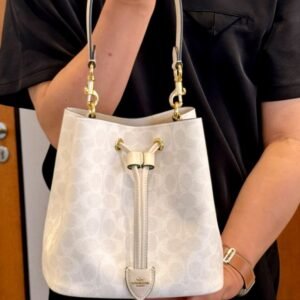 Coco C 25 New ROWAN Fortune Bucket Bag, Vintage Monogram Drawstring Tote Bag, Women's Shoulder, Handheld & Underarm Bag