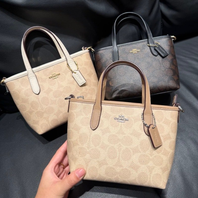 New Arrival of Coach Classic Monogram City15 Mini Tote Bag, High-Quality Version, Handheld Basket Style Crossbody Shoulder Bag for Women