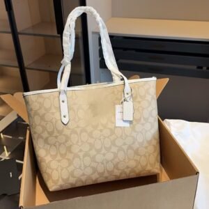 New COACH City33 Classic Monogram Tote Bag, Handheld Large-capacity Commuter Stylish Versatile Women's Handbag
